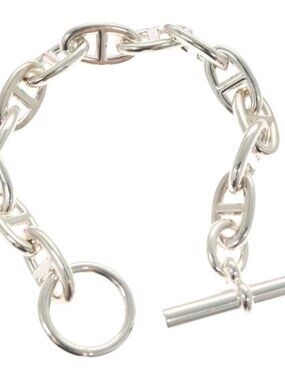 HERMES Chaine d'Ancre MM Bracelet Ag925 Silver Auth nb497SM